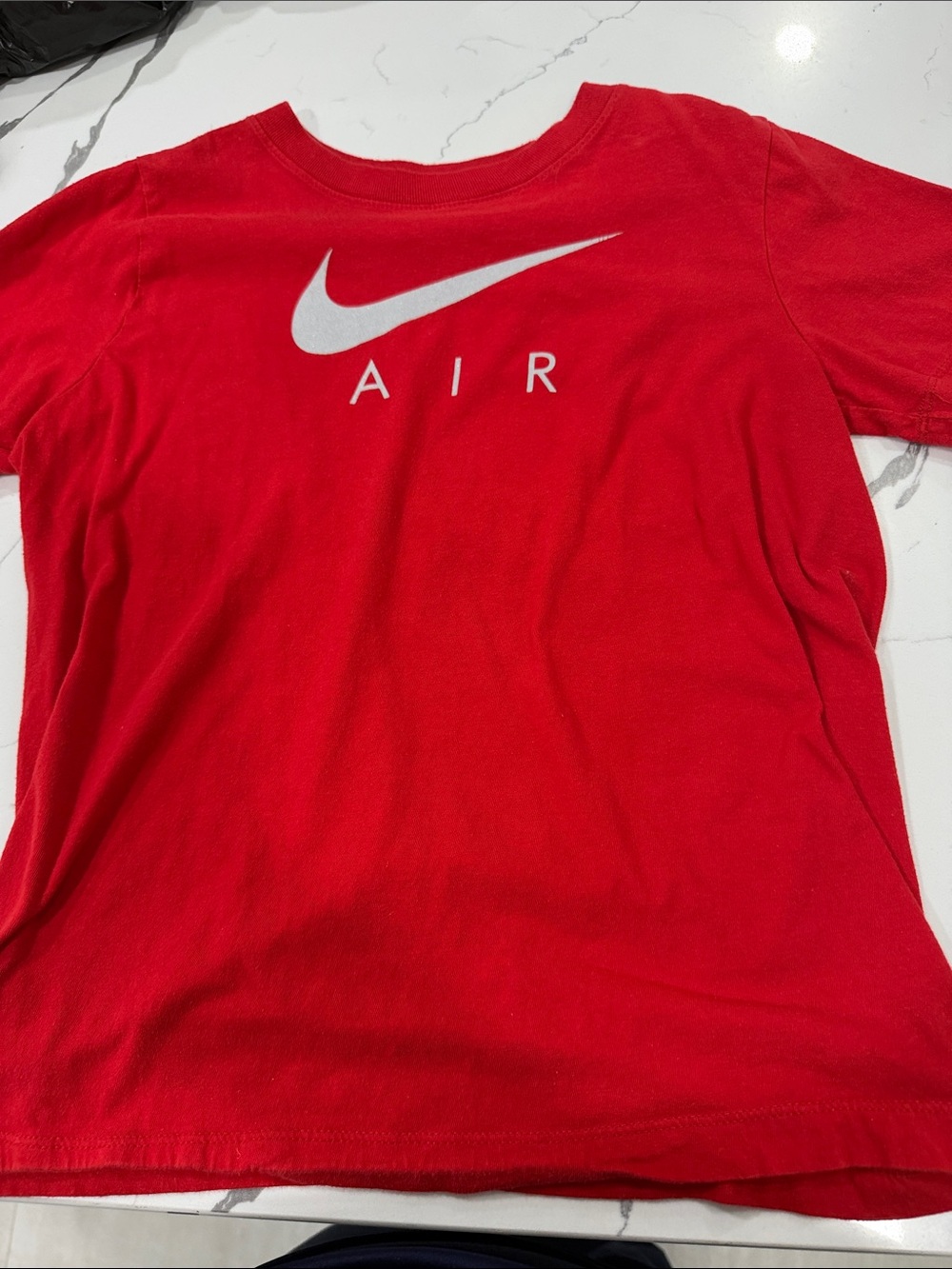 Nike Red Tee with White Swoosh Air Logo